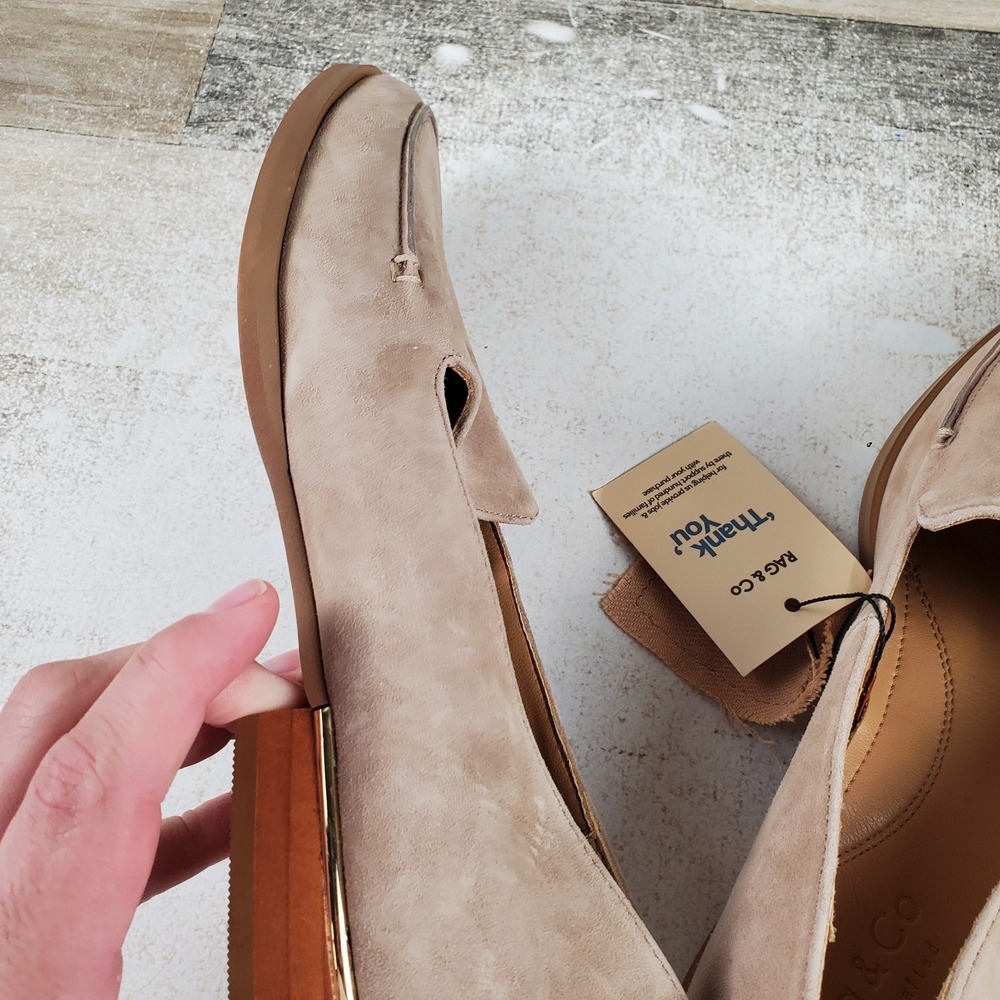 Rag & Co Anna Womens Loafers Sz 8 Brown Suede Leather Almond Toe Slip On Shoes - Picture 9 of 10